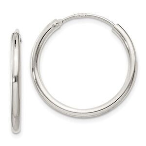 2mm, Sterling Silver, Endless Hoop Earrings - 22mm (7/8 Inch)